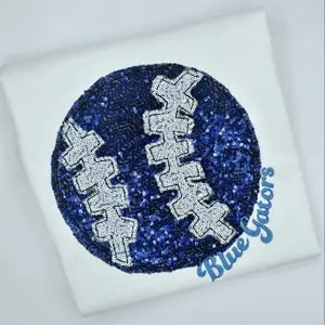 Sparkle Blue Gator Baseball Applique Tee