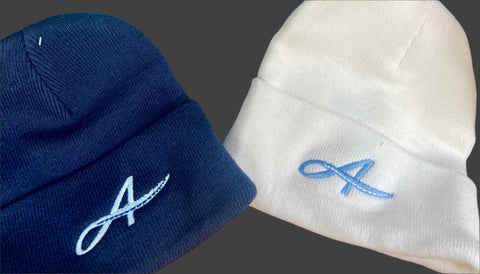 Navy or White Beanie with "A"