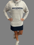 Grey and White Striped Mock Long Sleeve