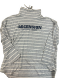 Grey and White Striped Mock Long Sleeve